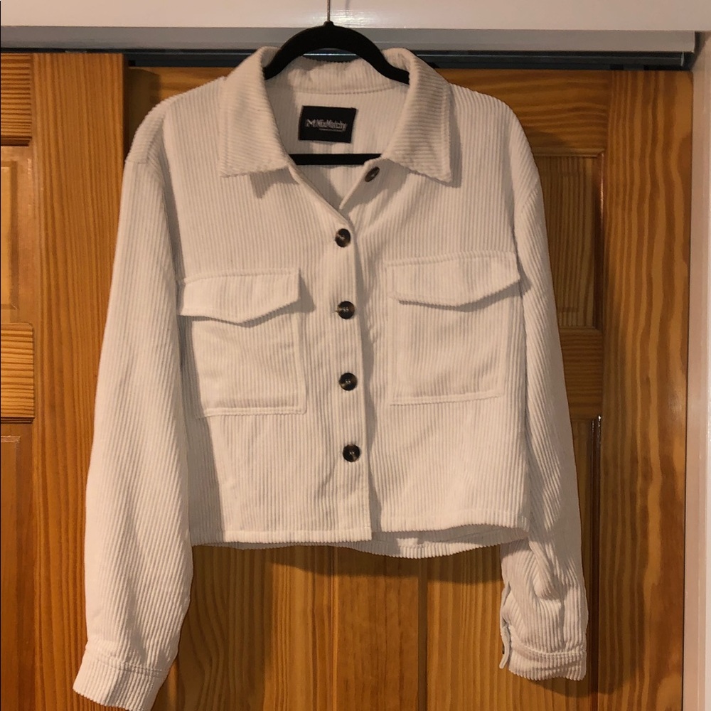Cream Cropped Corduroy Jacket